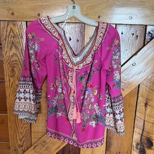 IMGEE NWT Floral Off The Shoulder Pink Bohemian Blouse